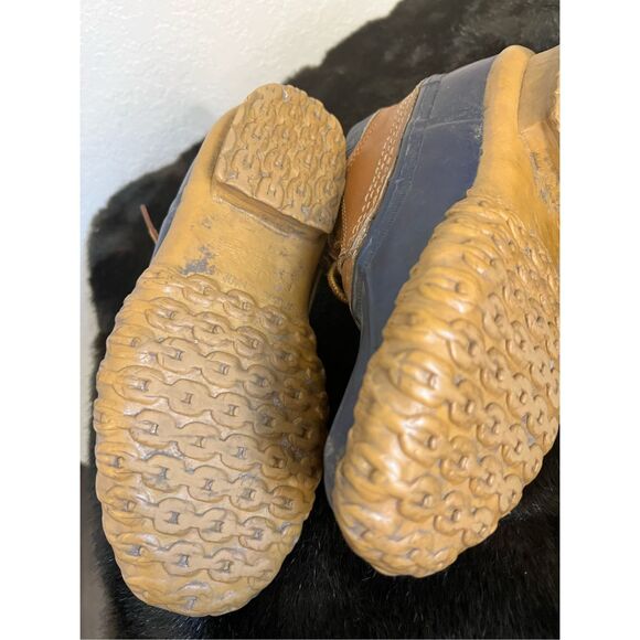 VTG Womens LL BEAN Maine Hunting Shoe Gumshoe Snow Rain Boots Tan/Navy Blue 6 - Picture 6 of 6